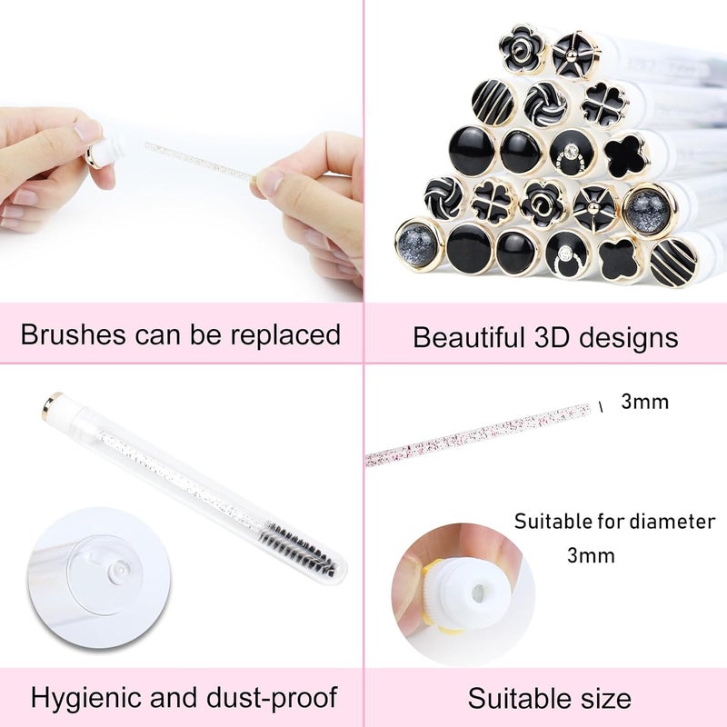 SenRocc 20pcs Mascara Wands Tube Reusable Lash Spoolies Black Classic Eyelash Brush Tubes Spoolies Lash Extension Brushes Applicators Makeup Tools (Black Classic-MIX) - Image 2